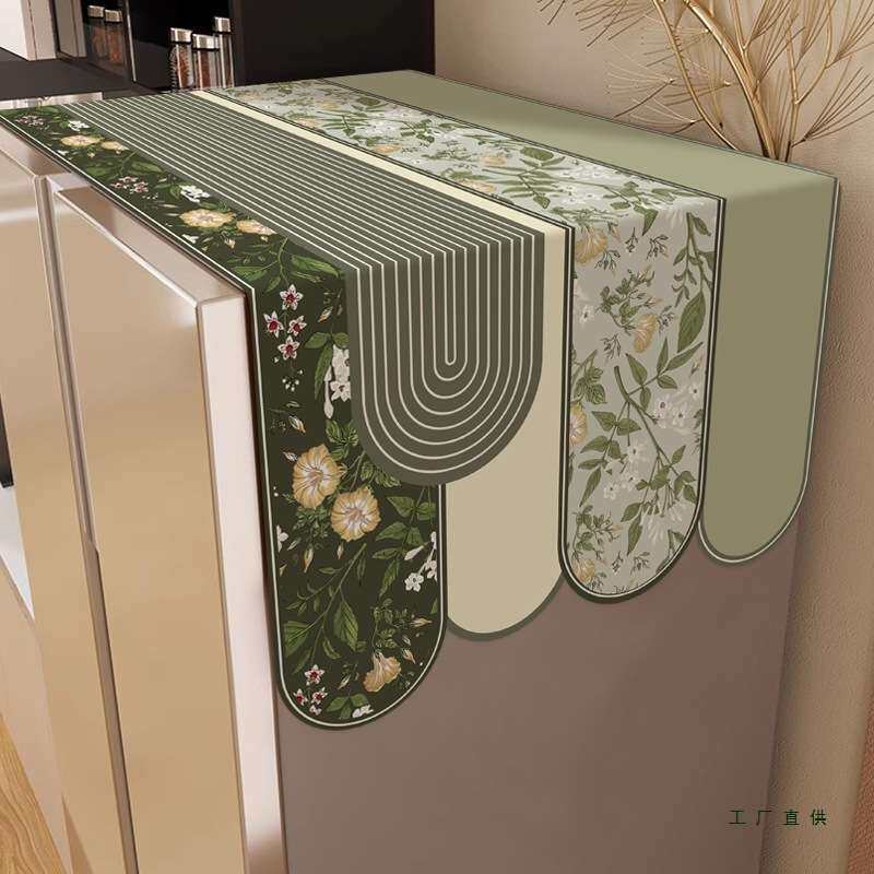 冰箱盖布防尘罩中式复古单双开门冰柜顶棉麻盖巾防水洗衣机罩新款