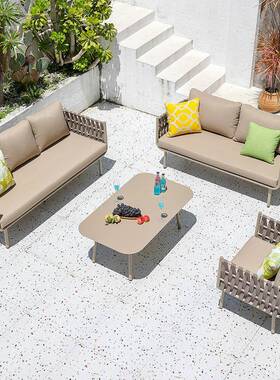 户外沙发院合藤编休闲沙庭发组室外院子里防水防晒铝26550金合沙