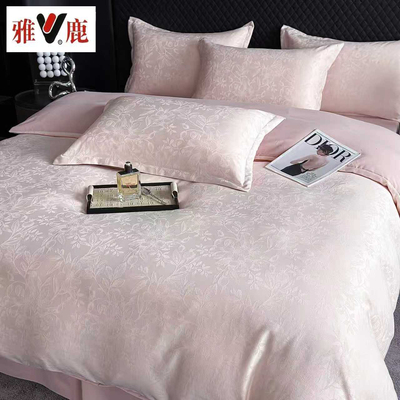 雅鹿金丝银线新款高奢宋锦缎大提花四件套双人床上用品J