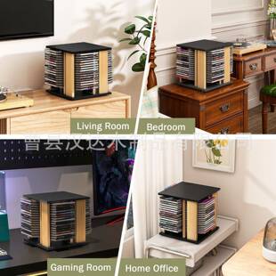 木质CD架碟片架片收唱藏储存木架旋可转DVD整理架收纳箱实SL 827