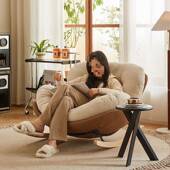 家发用休闲躺椅轻阳奢成卧室人台单人懒人沙网红奶油风客见详情厅