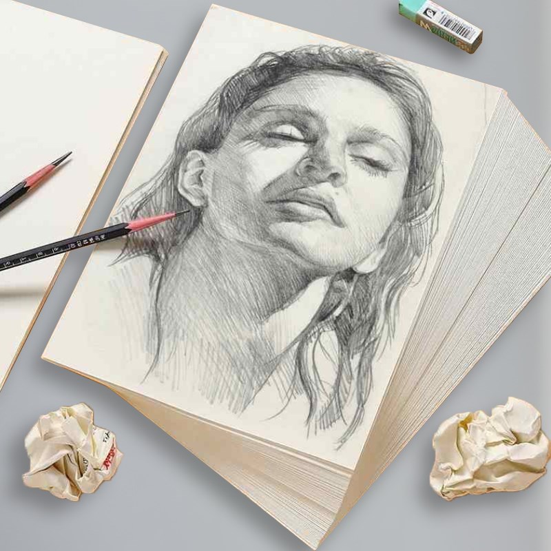 200张素描纸8k的八开美术生专用4k四开a3av4加厚画纸小学生幼儿园