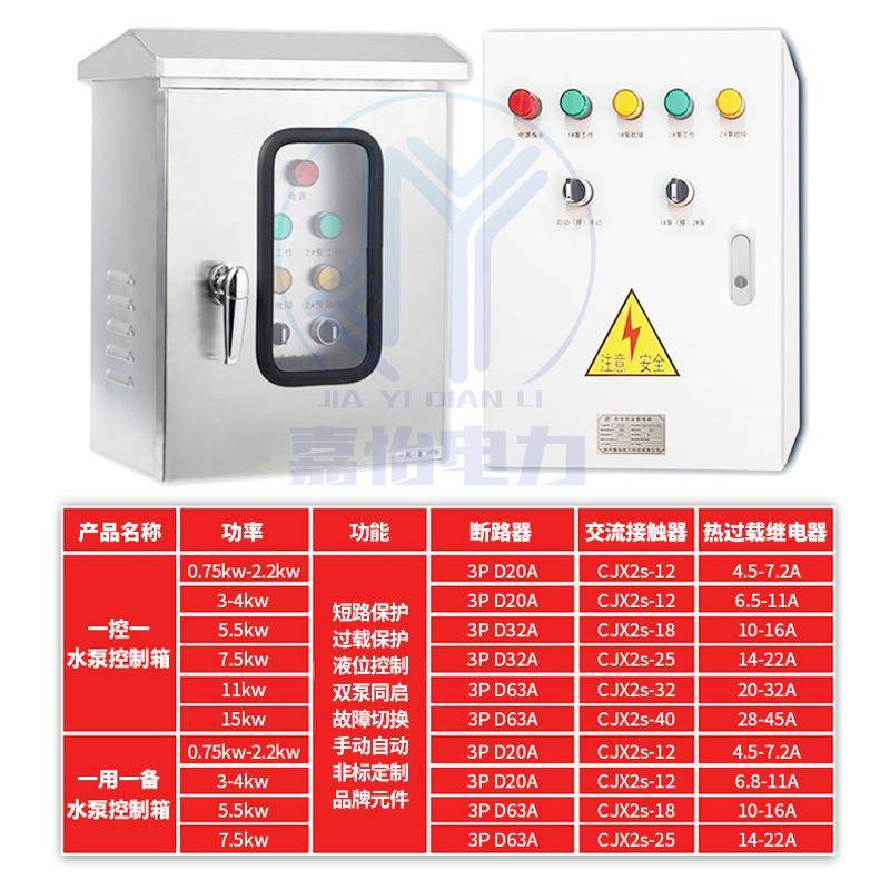 现货户不锈钢水泵控制箱一用一三备单相排污/户外201水防泵浮外球