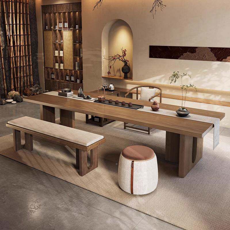 北欧室实木茶桌意家用客厅会客原色木胡桃泡茶桌茶室办HTT公禅茶