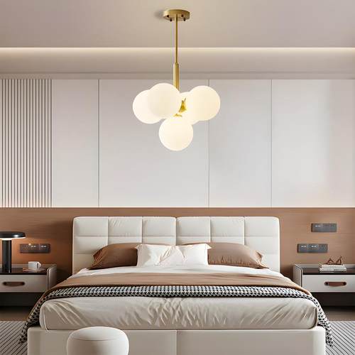 奶油厅吊灯法风式简约客泡楼泡灯主卧室灯lof75143t公寓小户型梯