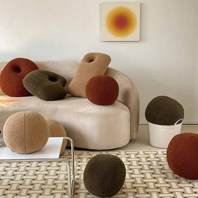 in抽简约现代绒北欧象泰迪毛绒抱s枕球球靠102502垫芯床上沙发枕