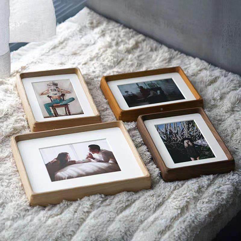 黑木胡榫卯实8内圆外三相框桌面摆台67寸书画证件框木质画框装裱