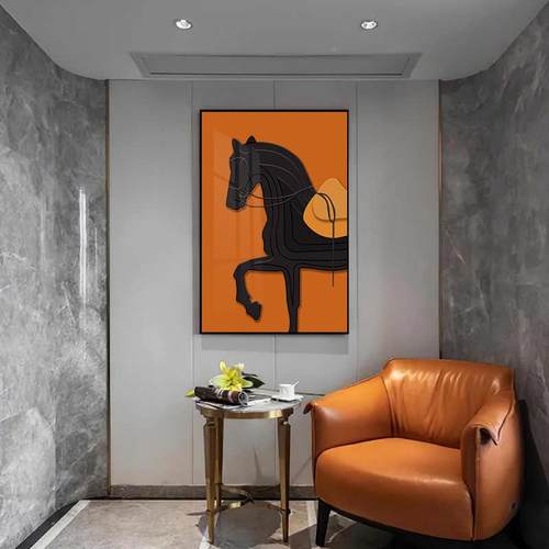 现代轻奢马客级厅装饰画沙发景墙感简约餐厅壁画玄背关高大ss66幅