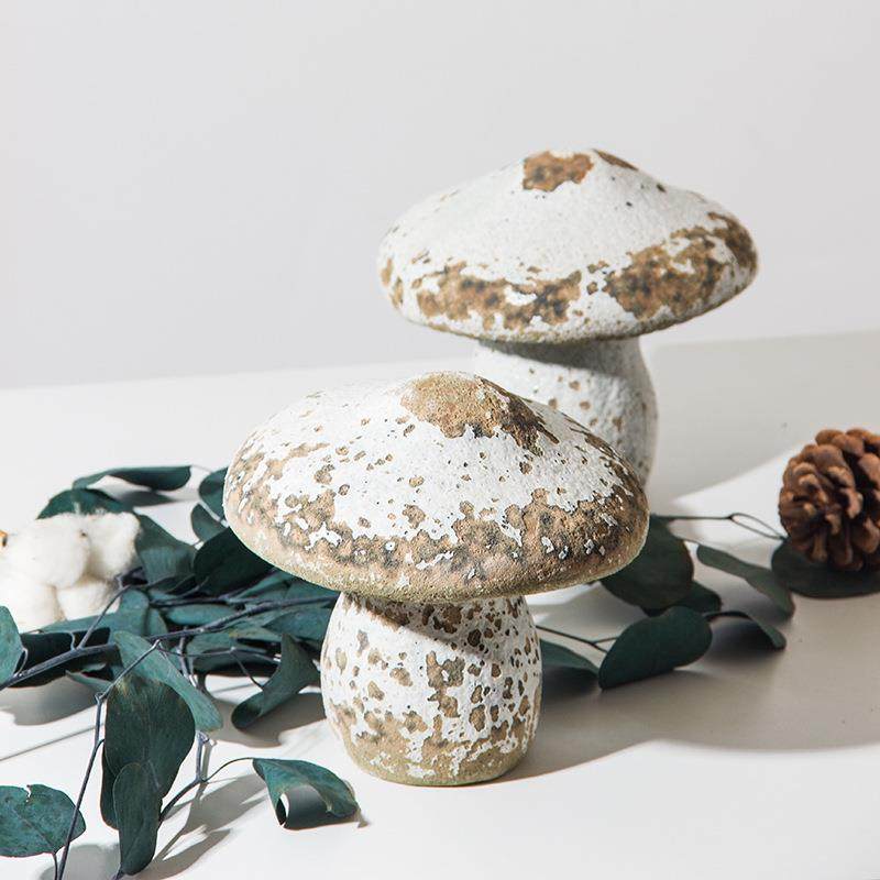 乐梦大号蘑菇ins物风家摆件色酒特店民宿居装饰UZH品窑变仿真植摆