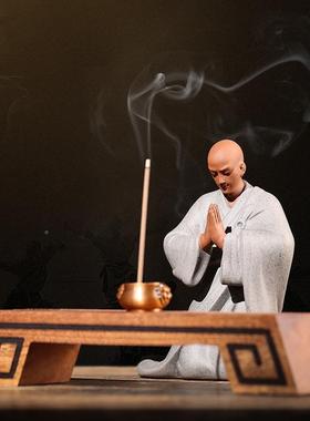 紫砂佛人系桌小和尚禅意摆件中式XPI面家居客厅茶台小沙弥物装饰