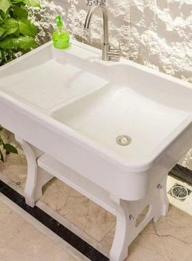 石石洗衣池带21126英搓英板室内外阳台理大石洗衣一体水台盆石石
