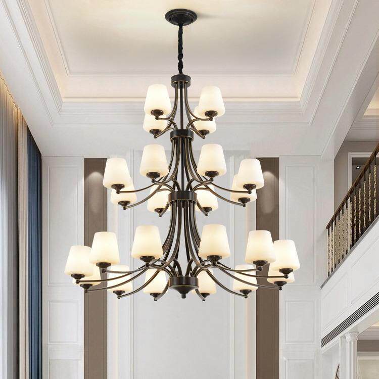 美式梯11101吊灯复跃式长吊灯别墅客厅三层公挑寓loft空层工楼程