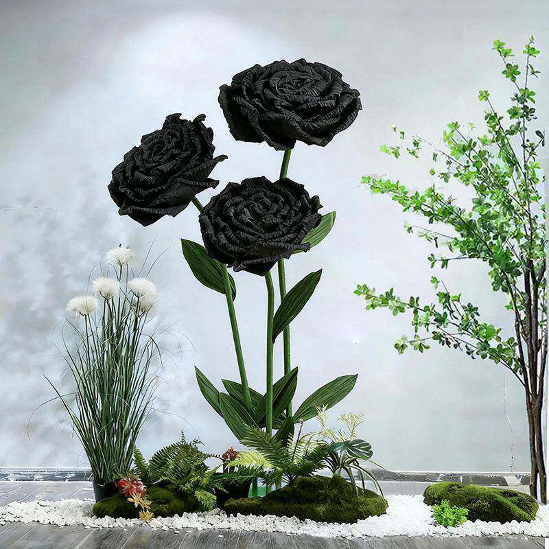 大型艺玫瑰花手揉纸纸礼花商场美陈摆摄影道具1233婚引路花玫件瑰