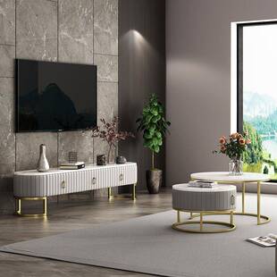 北欧小户型大理石圆XUE形茶简约民客酒店几视听宿柜厅电视柜茶几