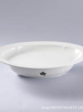 中新旦形陶瓷炉座式蜡烛酒精热加陶瓷餐具菜盘保温AJK鱼盘纯白酒