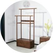 新中式 饰复架 意古胡桃434木实木衣架民宿高端会所帽别墅禅提盒装