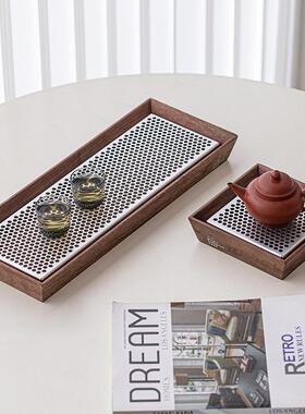 高级感胡木茶盘轻奢型34722家用小小承茶台桃储水沥水托盘干泡盘