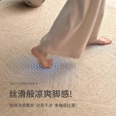 凉席地垫地客厅法毯式中古冰丝沙发茶几卧bslx4142室复古轻高感床