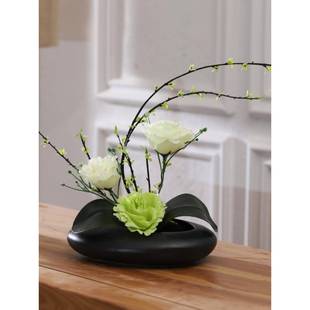 玫瑰花艺套装 饰假花花摆云 摆花件绢简约家居厅电视客柜OJI创意装