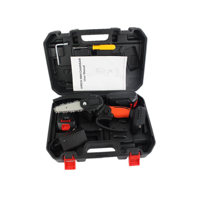 4寸充042电无伐绳电林链锯单手电动锯迷锯你木工锯园木锂电电锯