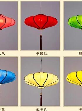 中SLZ式酒手绘飞碟布艺吊开灯业店茶楼火锅店灯具景镇区古红灯笼