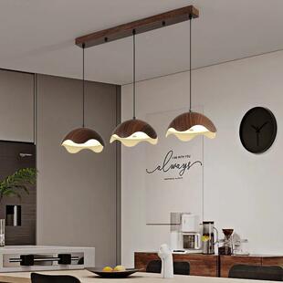 餐厅灯复古中916胡桃木纹古风新式禅意室吧台吊灯三头茶饭中厅餐