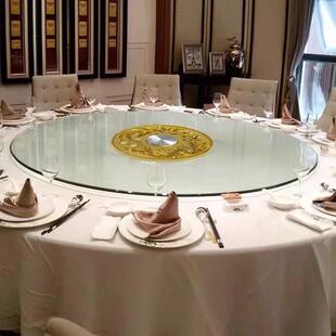 桌转盘钢化玻璃饭店大圆桌旋转桌面圆盘家用厚玻璃转盘钢餐加转化