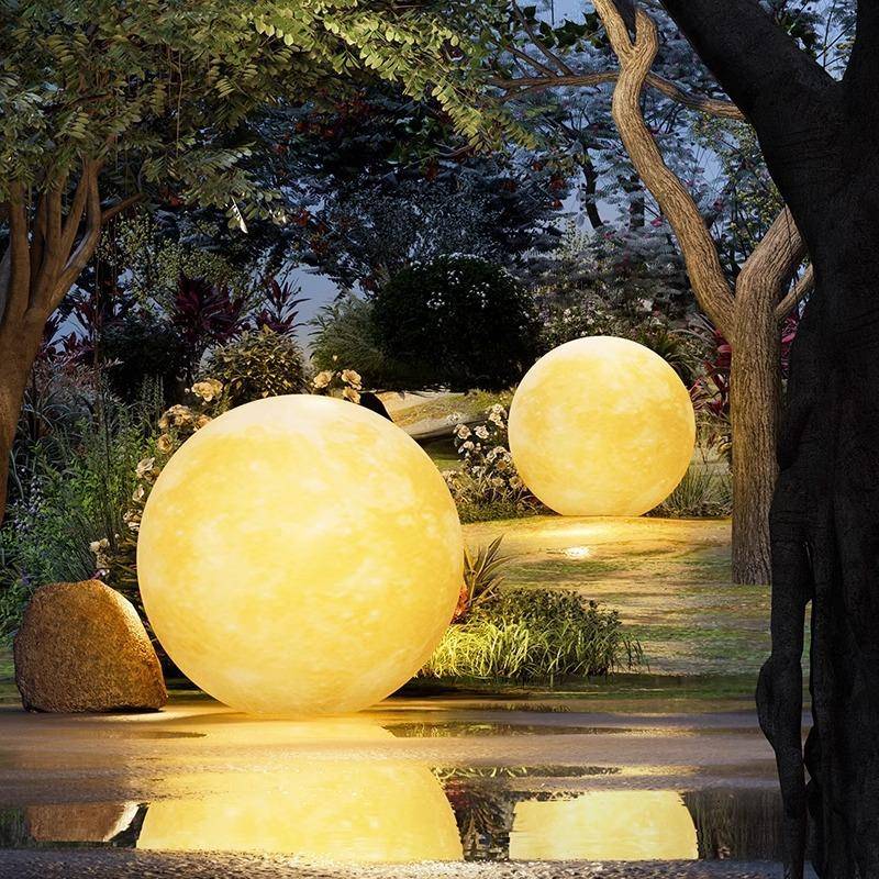 室外院子月球月亮灯阳太水能庭草坪灯防园林院草地花园ODW13541装