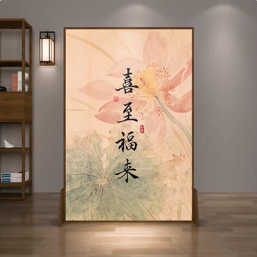 新中式宋氏美学实木屏风隔断客厅入户玄关茶室卧室背景墙字画座屏