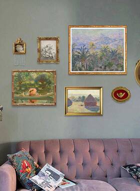 式法轻奢复古美客装GDV饰画式沙发背景墙挂画餐厅欧式复古厅壁画