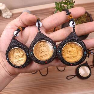 文抖音直播护肖货黑檀双面雕刻1299-99生挂件八大守神男女吊坠玩