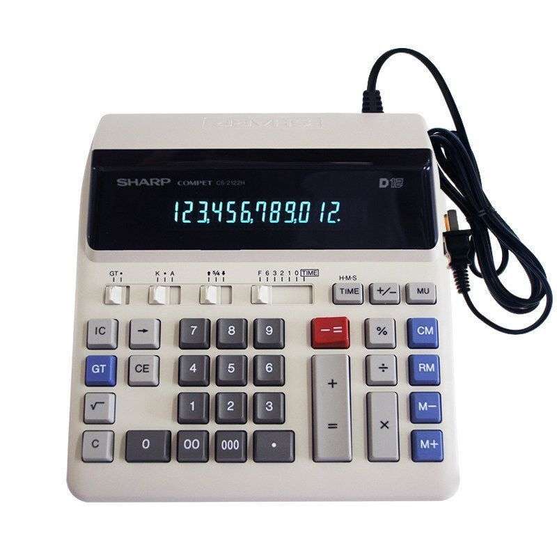夏普CS-2122H插电源荧光屏 银行财务人员考试用计算器 高按键