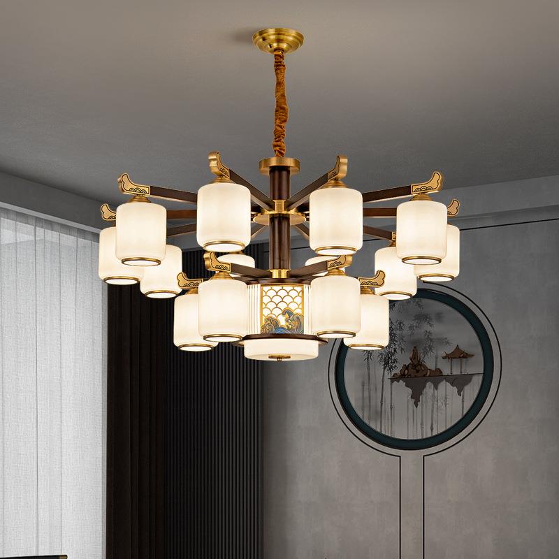 新吊灯432客厅灯轻奢实木餐厅吊式顶风灯中国禅意茶室酒店灯具630