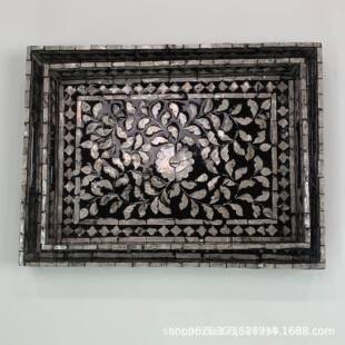 ULX北欧is彩贝壳收纳托盘家用长方样茶盘n桌形面板间置物盘