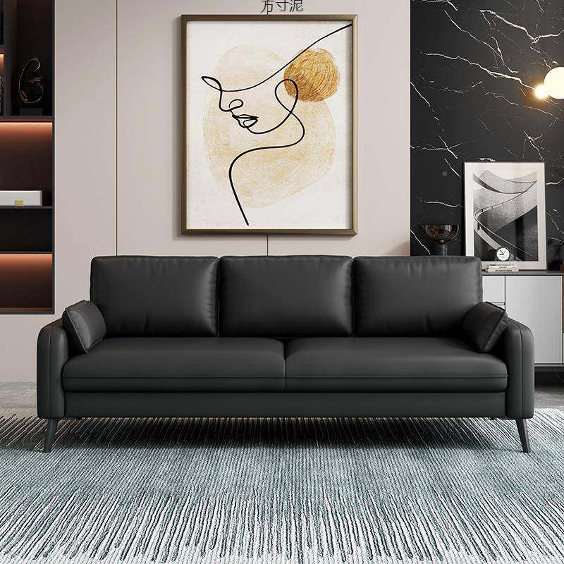 皮现办公沙发双代简约会客接待三人位小户见详情型人办公室商务猫