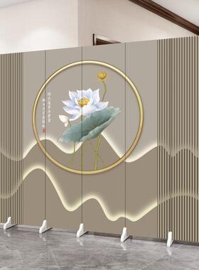 FYR中式折屏风隔断客厅山水实木叠办公室玄关移动遮挡屏折可小户