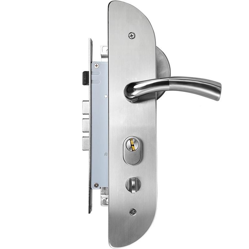 防304不锈钢防盗门锁大门锁装三件套加长面板C级锁芯火门锁