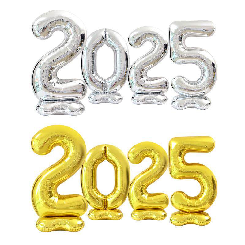 元旦春节跨年派置895对布照道拍具汽球4D立站立体超大数字2025铝