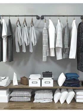 古管服复装晾衣架一字墙水壁上置物架挂A55471式可拆卸黑色水管陈