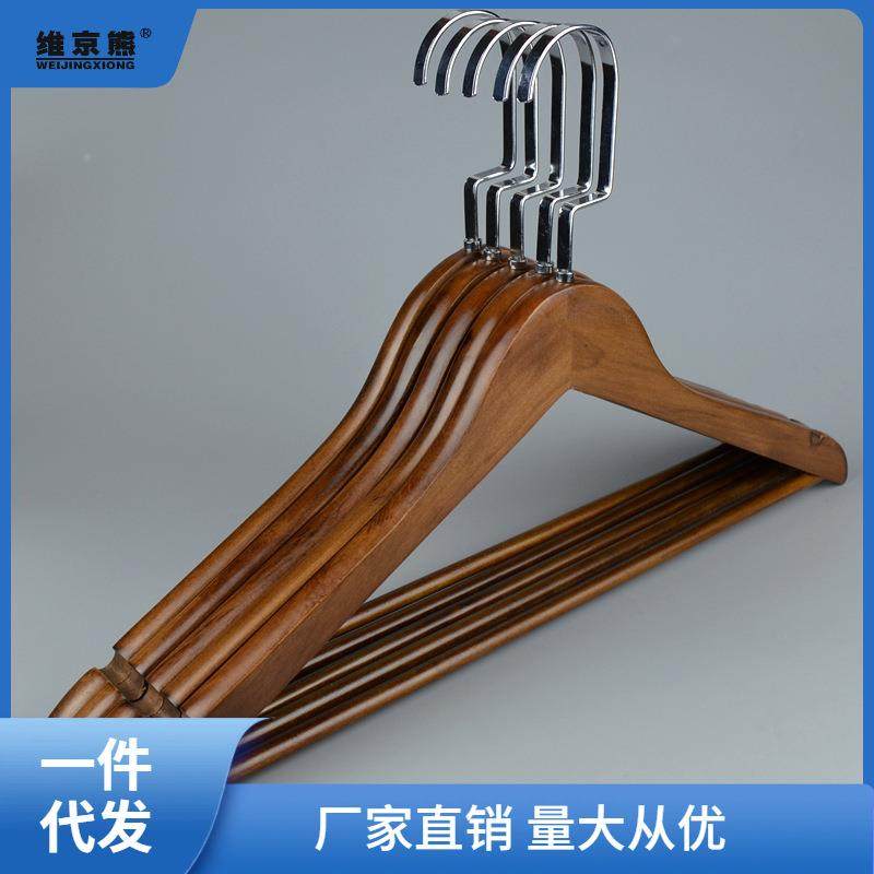 木衣架子复古木用质挂衣架防滑家衣撑服装实店晾无VUO痕酒店姜茶