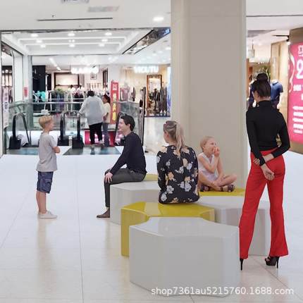 现代商场玻璃拼钢接休等组合休闲座椅创意户外美陈公共YBR-2426区