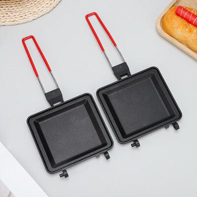 双面折三明治用烤31945盘家锅吐户司叠面包煎锅烤箱外便携不沾煎