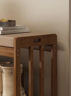 竹换鞋门凳楠家用VGJ户穿鞋凳软包凳子鞋柜玄关鞋架进口可入坐