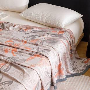 居家办被公室盖毯轻奢复毯古BAD柔滑竹纤双维层纱布冷感毛巾床上