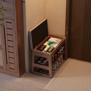 穿鞋 实换鞋 架可坐77037式 柜坐凳一入户鞋 进凳门体 木凳家用门口鞋