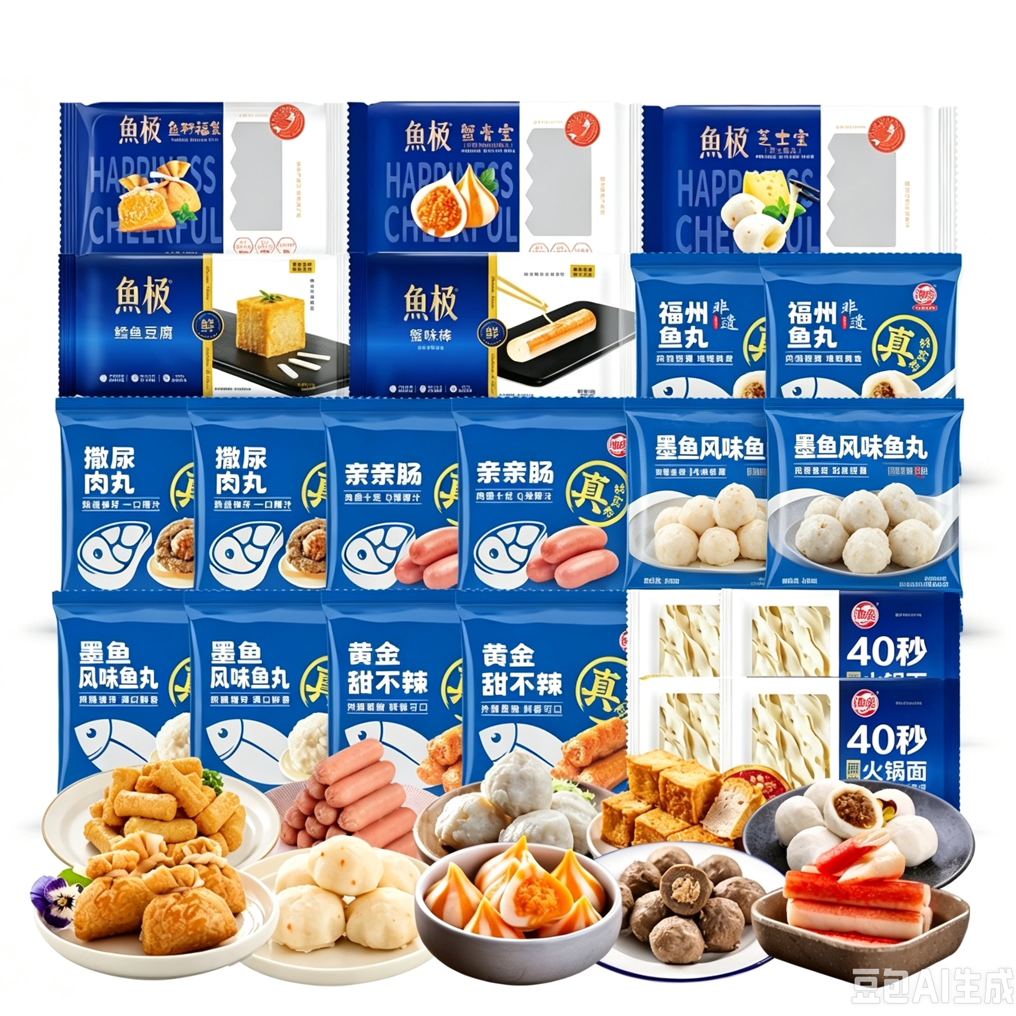 鱼极海欣【到手21包含赠】火锅鱼籽福袋串串鱼豆腐关东煮图片