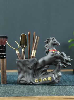 茶檀道件黑木六26667配君子套装功茶具创意紫砂马笔筒泡茶工具夫