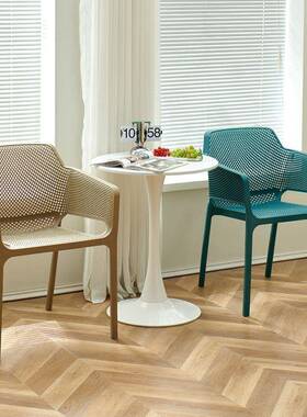 家塑料椅子谈加厚简约扶手靠背椅户外背洽休闲ICJ餐靠厅用餐椅厂