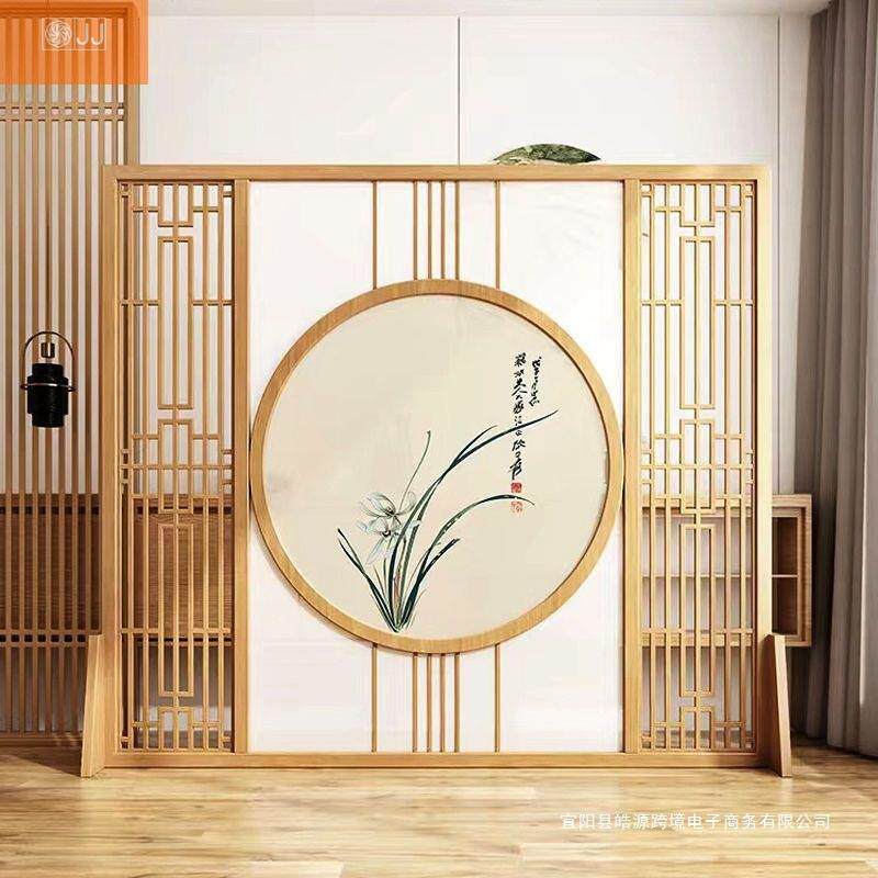 新中式屏FPE遮风实木隔风断屏风入门屏隔断客厅挡禅意茶室入户玄