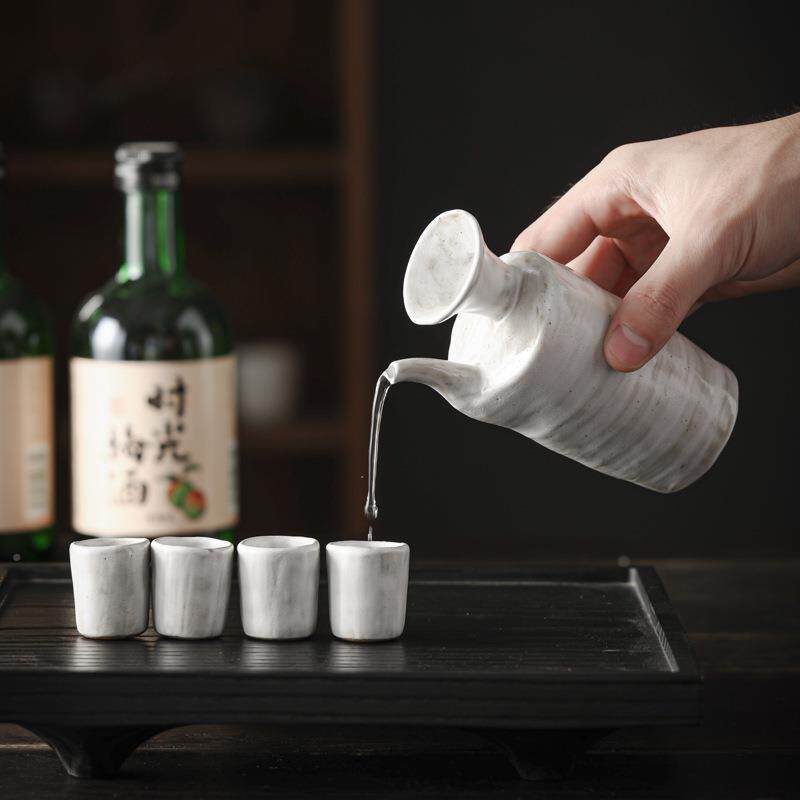 粉引分器.白酒清酒一壶四杯饮酒复古酒酒壶高档陶分瓷酒器具酒套